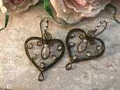  Orecchini a forma di cuore in rame color bronzo