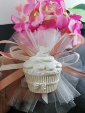 Cupcake in gesso ceramico profumato su tulle 