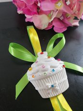 Segnaposto cupcake in gesso ceramico profumato con strass