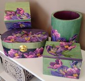 SET contenitori con fiori viola