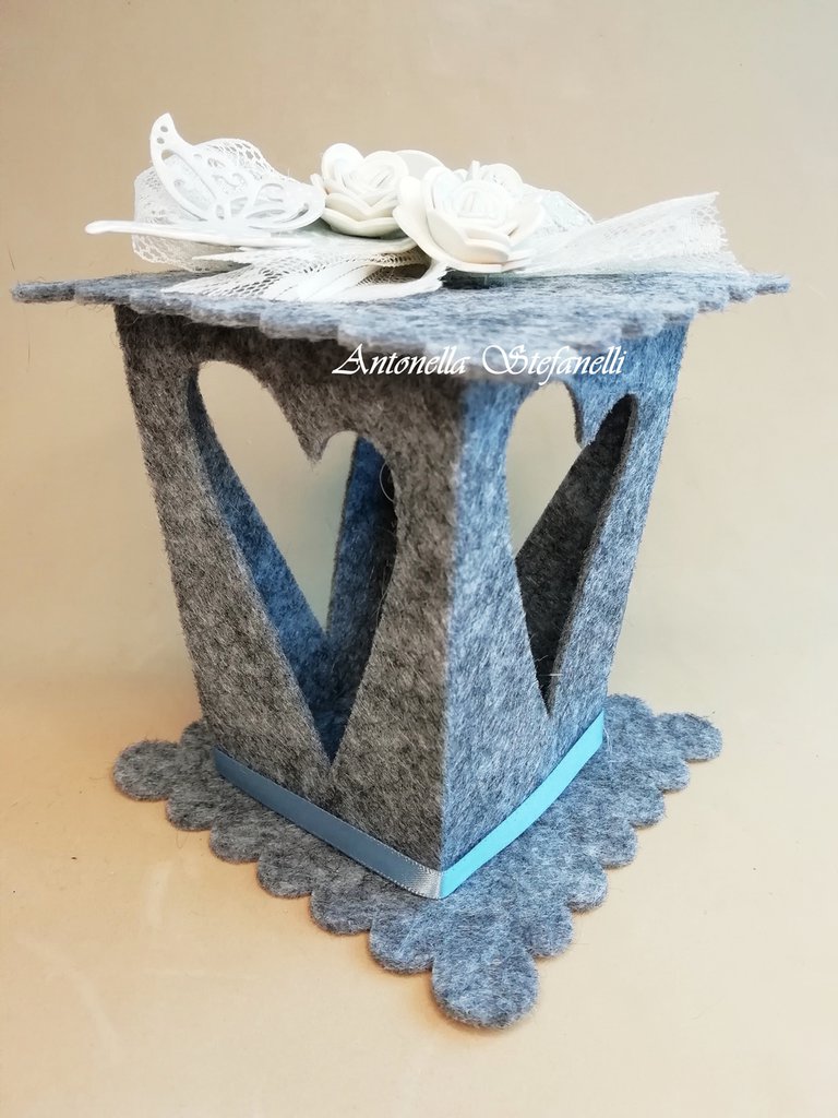 Cestino in feltro con manici 27x50 cm grigio