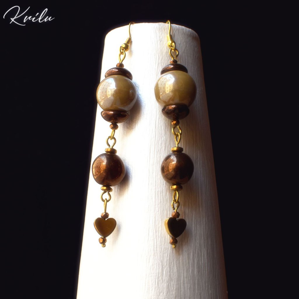 Orecchini Ghirigori Color Cioccolato Fimo E Perline - Gioielli - Or... | Su