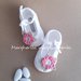 Scarpine bianche per neonata/bambina - fiore rosa - cotone - Battesimo