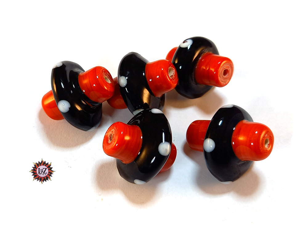 Perle Di Vetro Lavorato A Lume Con Motivi Floreali Rosa: Rondelle Di - Foto 3