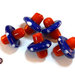 Lotto: 10 Perle Vetro - 20x19x9,5 mm - Colore: Rosso/Blu - KE12-RB