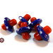 Lotto: 10 Perle Vetro - 20x19x9,5 mm - Colore: Rosso/Blu - KE12-RB