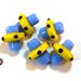 Lotto: 10 Perle Vetro - 20x19x9,5 mm - Colore: Blu/Giallo - KE12-GB