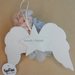 Angelo "Pigottina " piccolo con ali bianche e decorazioni grigio perla 
