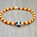 bracciale perline squadra calcio, bracciale giallo rosso, bracciale elastico, bracciale perline pallone