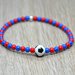 bracciale perline squadra calcio, bracciale rosso blu, bracciale elastico, bracciale perline pallone 4mm