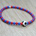 bracciale perline squadra calcio, bracciale rosso blu, bracciale elastico, bracciale perline pallone 4mm