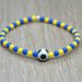 bracciale perline squadra calcio, bracciale giallo blu, bracciale elastico, bracciale perline pallone