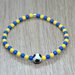 bracciale perline squadra calcio, bracciale giallo blu, bracciale elastico, bracciale perline pallone