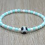 bracciale perline squadra calcio, bracciale bianco azzurro chiaro, bracciale elastico, bracciale perline pallone