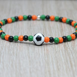 Bracciale Da Donna Con Perle In Vetro Di Murano Originale E Vera Pelle Toscana A Cinque Giri Nero, Con Foglia In Oro 24kt - Venezia Classica - Foto 3