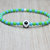 bracciale perline squadra calcio, bracciale verde azzurro, bracciale elastico, bracciale perline pallone