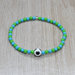 bracciale perline squadra calcio, bracciale verde azzurro, bracciale elastico, bracciale perline pallone