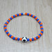 bracciale perline squadra calcio, bracciale blu arancio, bracciale elastico, bracciale perline pallone