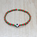 bracciale perline squadra calcio, bracciale rosso verde, bracciale elastico, bracciale perline pallone