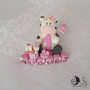 Cake topper fattoria compleanno bimba mucca su cubi auguri personalizzabile