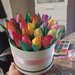 Tulipani scatola composizione colorata fiori