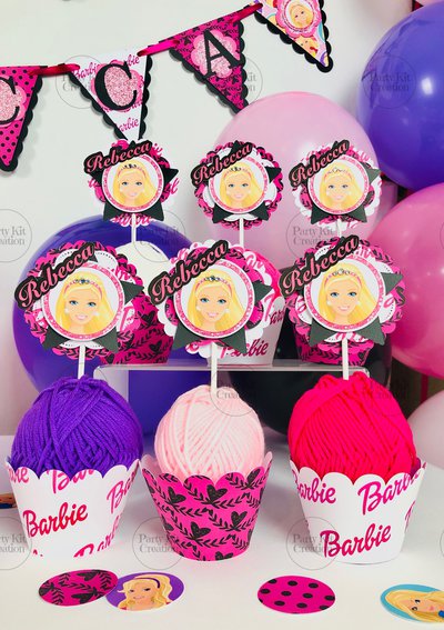 Festone Banner Barbie personalizzato con nome per compleanno - Fest