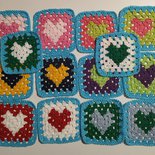 Granny square cuore uncinetto, quadrato della nonna, piastrella crochet cuore, set 4 pezzi