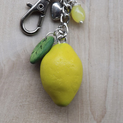 Portachiavi A Forma Di Limone Con Cristalli – Ciondolo Portachiavi In Lega Per Borsa E Zaino, Accessorio Donna E Uomo Pronto Regalo