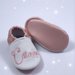 Scarpine ecopelle personalizzate con nome - Tartaruga glitter rosa tenue - 3/6 mesi