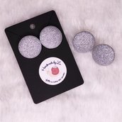 Orecchini glitterati - modello bottone, argento- misura 25mm