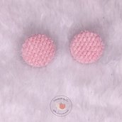 Orecchini rosa peluche 27 mm modello bottone