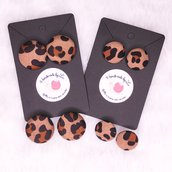 Orecchini animalier-leopardati, modello bottone - misura 20mm