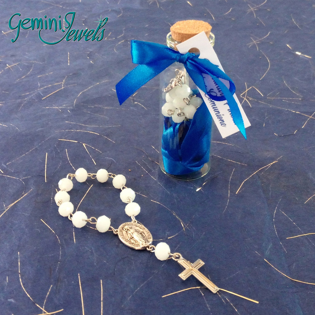 Bomboniera per comunione/cresima, Rosario Decina in bottiglia Fes