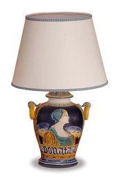 Lampada in ceramica di Castelli disegno Orsini Colonna cm 58