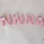 Bomboniere AnimalettiLettere Calamite lettere decorate rosa a poi con cuoricini e animaletti lilla personalizzabile 