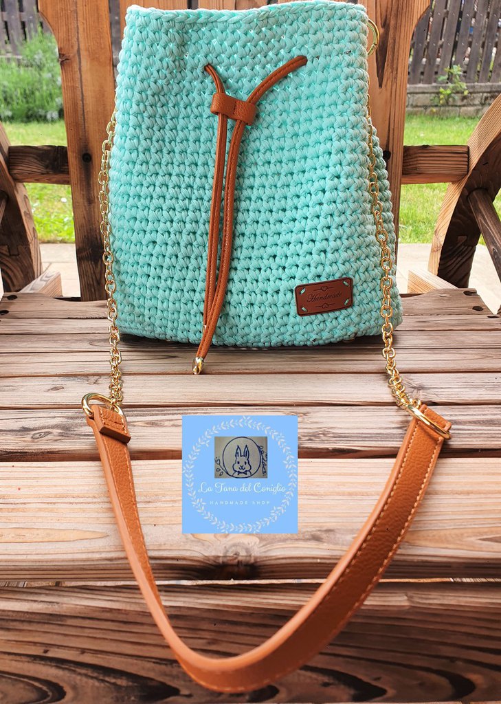 Borsa A Secchiello In Denim Donna: Piccola Tracolla Jeans Rombo Con Fibbia E Coulisse