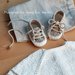 Scarpine neonato/bambino in lino e cotone con lacci - Battesimo - fatte a mano 