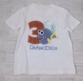 T-shirt cotone Compleanno personalizzata con nome - Ricamata