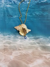 Perla blu - ciondolo conchiglia e cristallo swarovski 