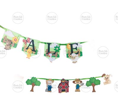 Festone banner di compleanno personalizzato Fattoria - Feste - Deco