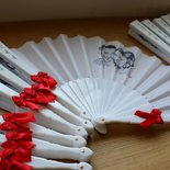 84 Ventagli Bianchi Personalizzati Con Nome Sposi - Per Matrimonio - Piccoli E Pratici