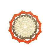 Sottobicchiere arancione, tortora e beige ad uncinetto 11.5 cm - 4 PEZZI - 6STT