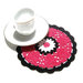 Sottobicchiere fucsia e nero ad uncinetto in cotone 14 cm - 4 PEZZI - 11STT