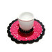 Sottobicchiere fucsia e nero ad uncinetto in cotone 14 cm - 4 PEZZI - 11STT