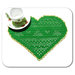 Centrino cuore di Natale verde e oro a filet con alberelli ad uncinetto 26x18 cm - 39NTL