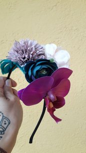 Cerchietto Orchidee e piume