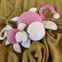 Kit tartaruga amigurumi, composto da:  sonaglino, massaggia gengive e catenella porta ciuccio. Regalo nascita