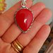 Collana in argento 925 donna con grande ciondolo pendente a goccia in autentico corallo rosso naturale chakra cristalloterapia