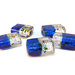 12 Perle Vetro Bicolore 28x20x10 mm - Azzurro/ghiaccio - rettangolo - KV47-BA