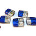 12 Perle Vetro Bicolore 28x20x10 mm - Azzurro/ghiaccio - rettangolo - KV47-BA